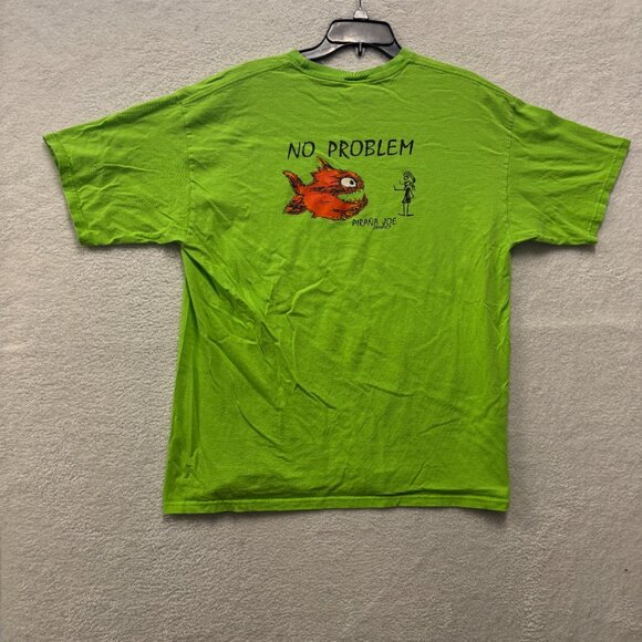 VTG Pirana Joe Shirt Mens XL Green Jamaica "No Problem" Graphic Funny Surfer, Pl - Picture 6 of 8